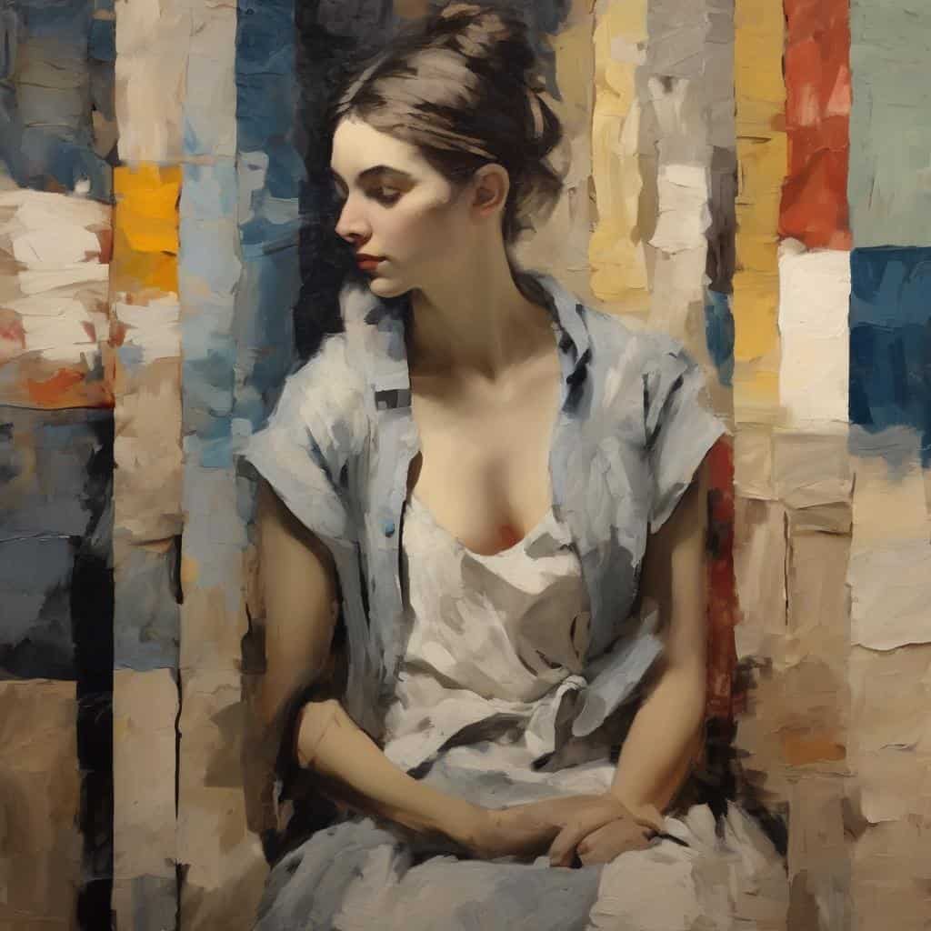 Φωτορεαλιστικό πορτρέτο γυναίκας, τέχνη και ακρίβεια, εκπληκτική έκφραση με ζωηρά χρώματα.